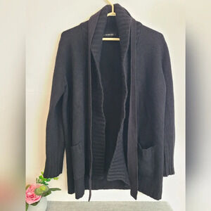 Holt‎ Renfrew Open Wool Cardigan Coat Size M Black